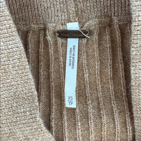 Free People Skyline Midi Skirt Beige Rib Knit Sweater Pull On Camel Tan - Picture 6 of 9